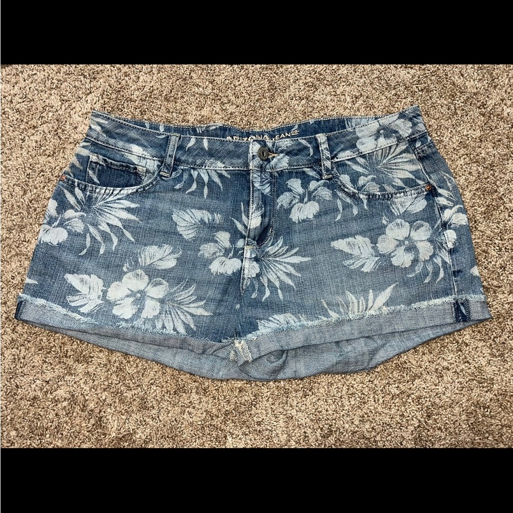 Floral Print Denim Jean Shorts (Size 13)